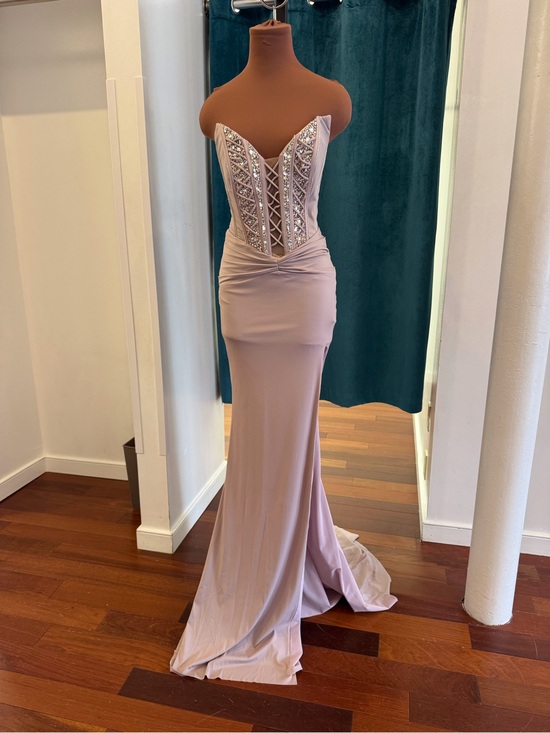 Jovani Dresses & Skirts - Strapless Embellished Corset Evening Gown in Taupe